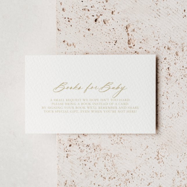 Chic Calligraphy Gold Baby Shooting Book Request Begleitkarte (Von Creator hochgeladen)