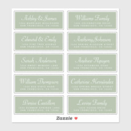 Chic Calligraphy Green Guest Address Labels