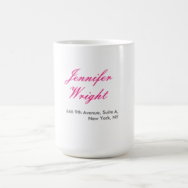 Chic calligraphy minimalist custom name adress kaffeetasse (Mittel)