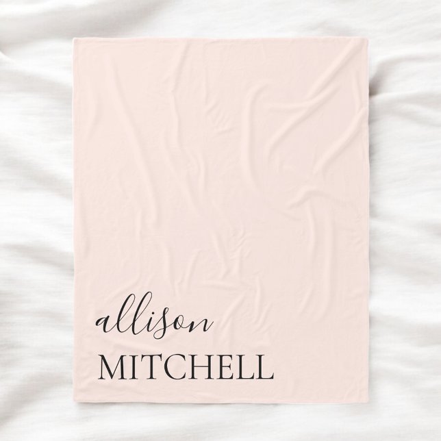 Chic Calligraphy Monogram Blush Pink Fleecedecke (Von Creator hochgeladen)