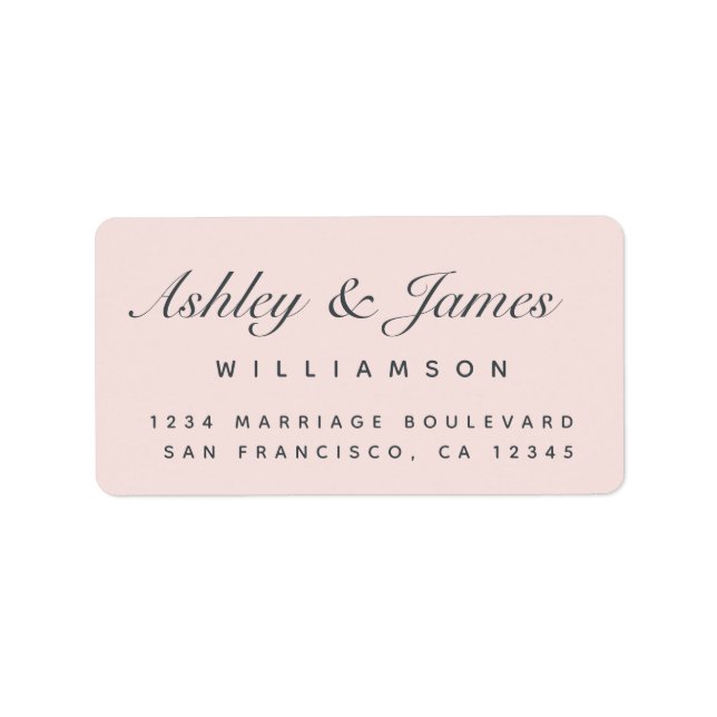Chic Calligraphy Names Pastel Pink Rücksendeadress Adressaufkleber (Vorne)