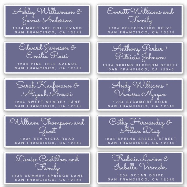 Chic Calligraphy Navy Blue Guest Address Labels (Vorderseite)