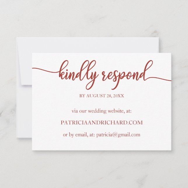 Chic Calligraphy Online Wedding RSVP Card Karte (Vorderseite)