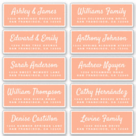Chic Calligraphy Orange Guest Address Labels