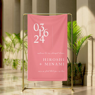 Chic Calligraphy Pink Probe Dinner Willkommen Banner
