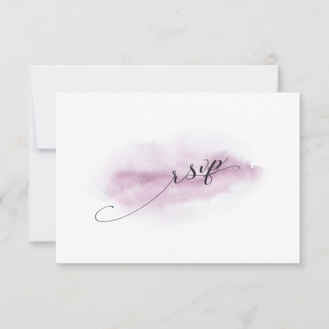 Chic Calligraphy Pink Watercolor Wedding RSVP Karte (Vorderseite)