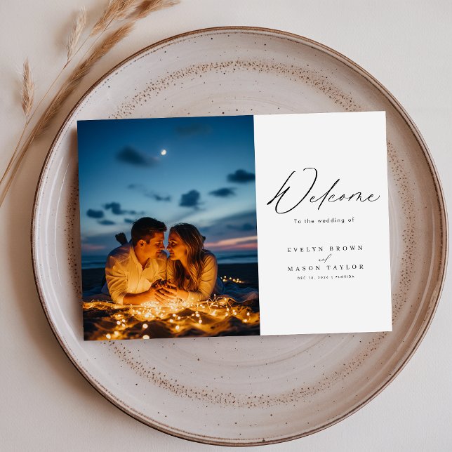 Chic Calligraphy Script Foto Wedding Dankeskarte (Von Creator hochgeladen)