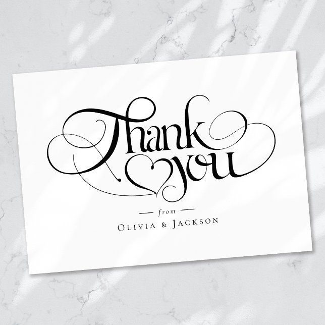 Chic Calligraphy Script Personalisiert Wedding Dankeskarte (Von Creator hochgeladen)