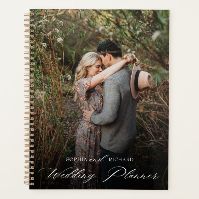 Chic Calligraphy Script Personalisiertes Foto Planer (Vorderseite)