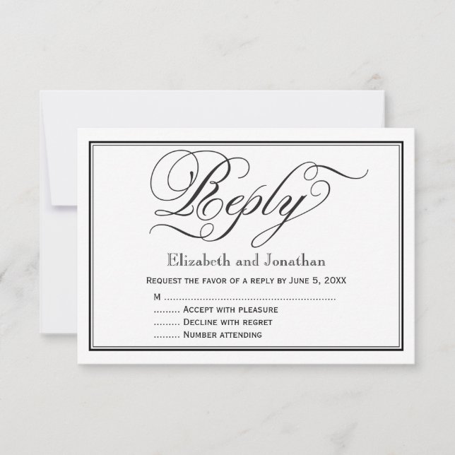 Chic Calligraphy Script Wedding Repcard RSVP Karte (Vorderseite)