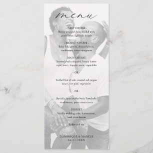 Chic Calligraphy Simple Elegant Foto Wedding Menükarte