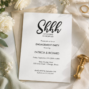 Chic Calligraphy Surprise Engagement Party Einladung