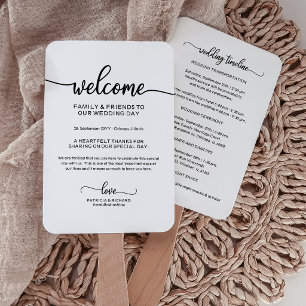 Chic Calligraphy Wedding Day Timeline Fächer