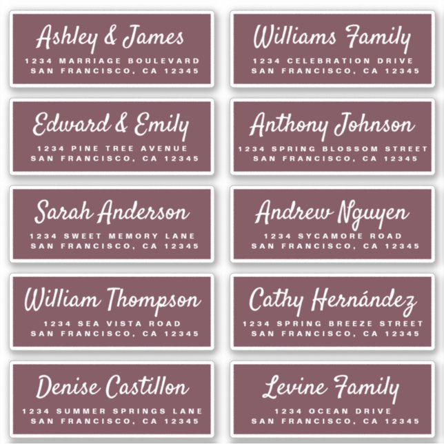 Chic Calligraphy Wedding Guest Address Labels (Vorderseite)