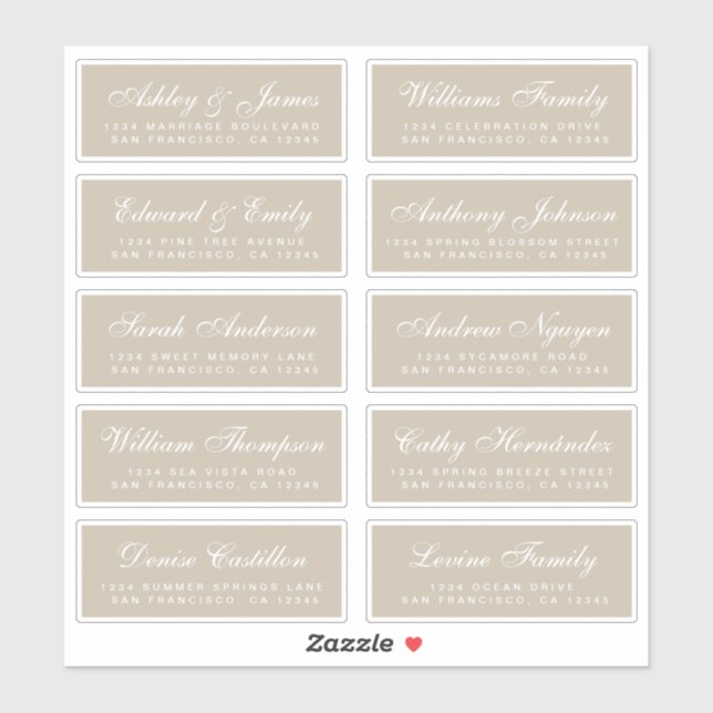Chic Calligraphy Wedding Guest Address Labels (Blatt)