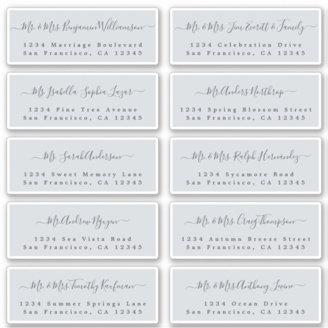 Chic Calligraphy Wedding Guest Address Labels (Vorderseite)