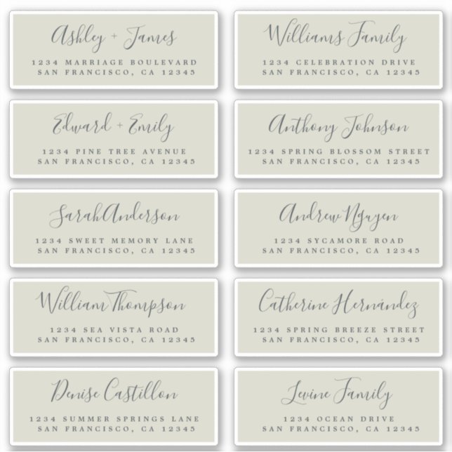 Chic Calligraphy Wedding Guest Address Labels (Vorderseite)