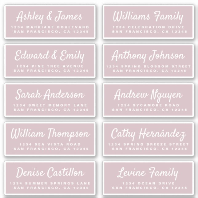 Chic Calligraphy Wedding Guest Address Labels (Vorderseite)