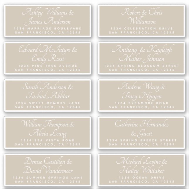 Chic Calligraphy Wedding Guest Address Labels (Vorderseite)