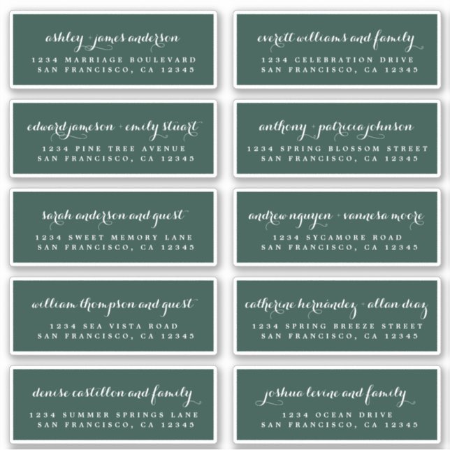 Chic Calligraphy Wedding Guest Address Labels (Vorderseite)