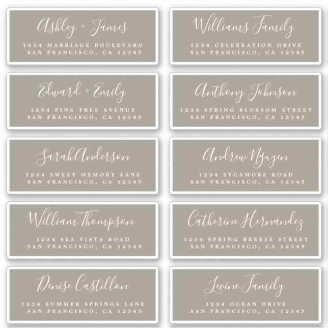 Chic Calligraphy Wedding Guest Address Labels (Vorderseite)