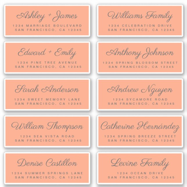 Chic Calligraphy Wedding Guest Address Labels (Vorderseite)