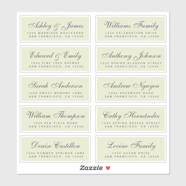 Chic Calligraphy Wedding Guest Address Labels (Blatt)