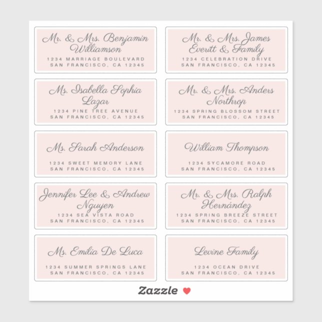 Chic Calligraphy Wedding Guest Address Labels (Blatt)