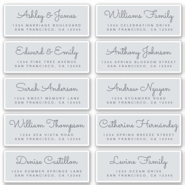 Chic Calligraphy Wedding Guest Address Labels (Vorderseite)