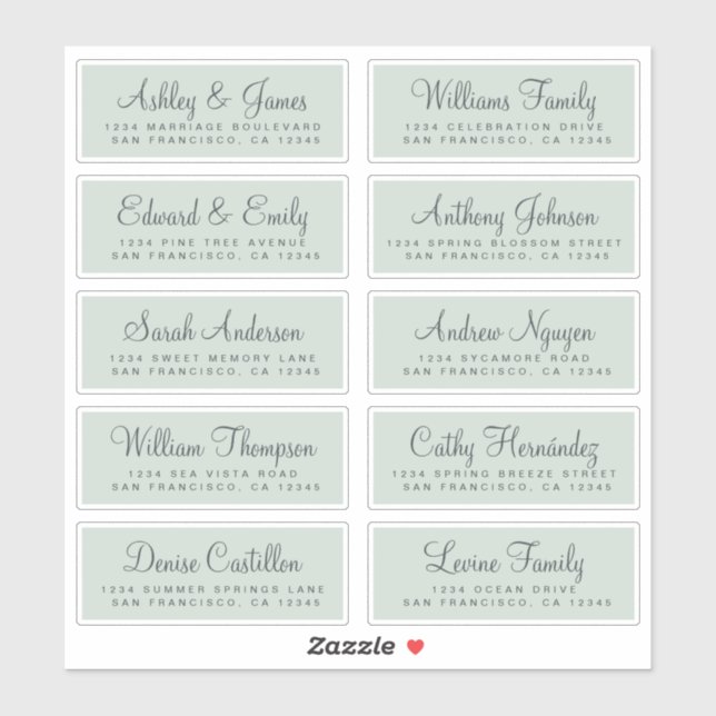 Chic Calligraphy Wedding Guest Address Labels (Blatt)