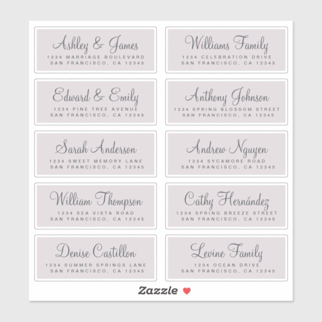 Chic Calligraphy Wedding Guest Address Labels (Blatt)
