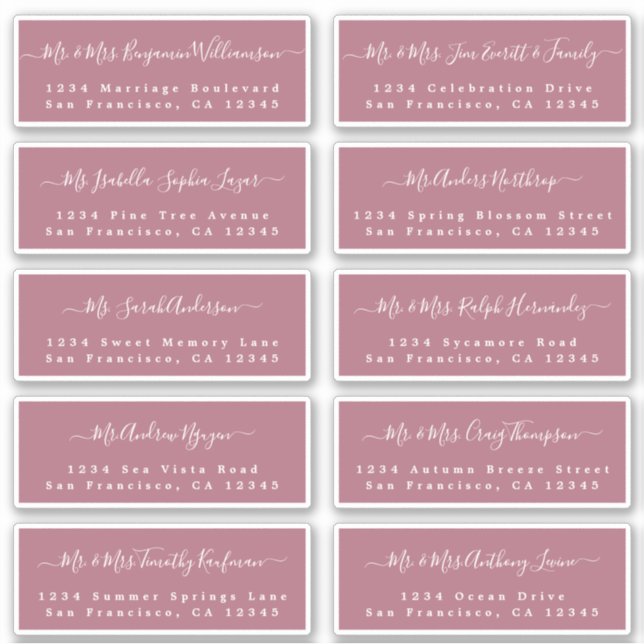 Chic Calligraphy Wedding Guest Address Labels (Vorderseite)