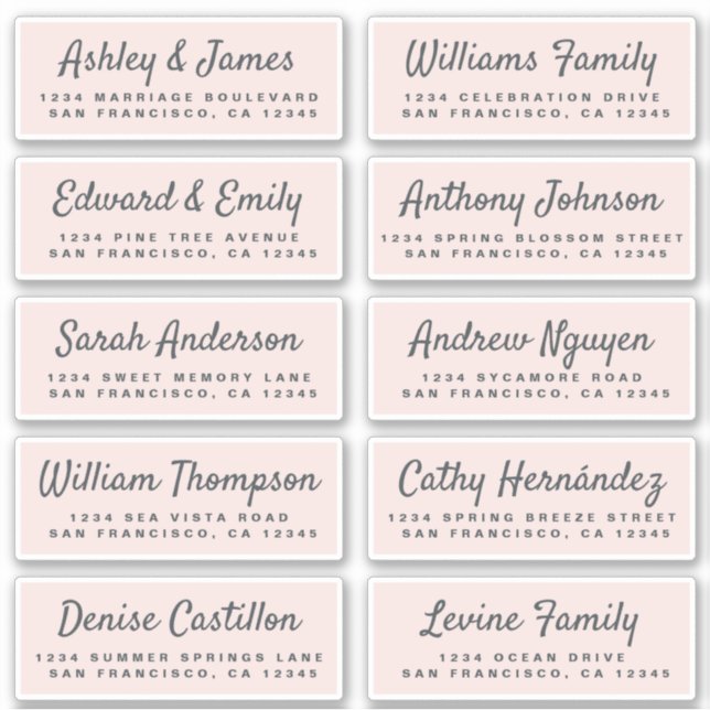 Chic Calligraphy Wedding Guest Address Labels (Vorderseite)