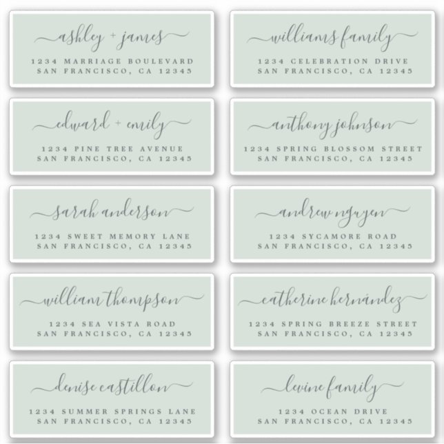 Chic Calligraphy Wedding Guest Address Labels (Vorderseite)