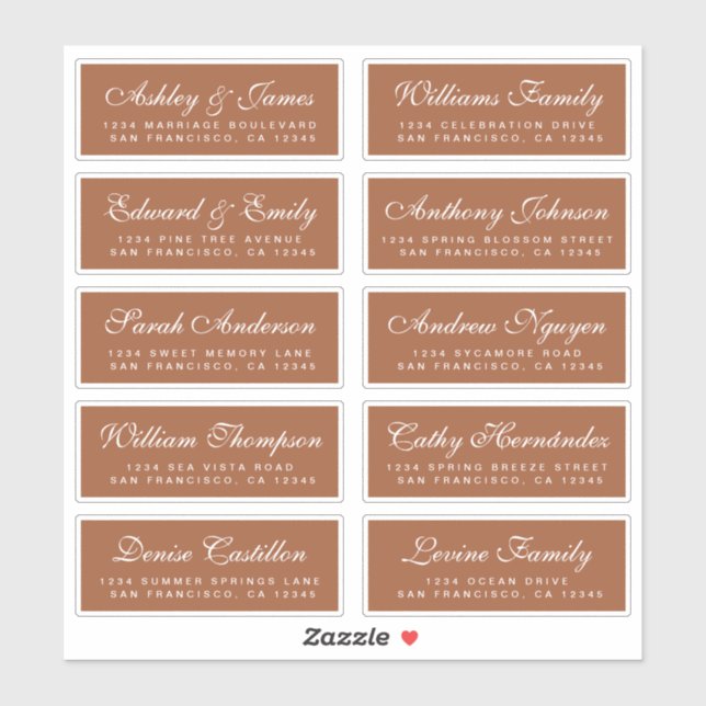 Chic Calligraphy Wedding Guest Address Labels (Blatt)