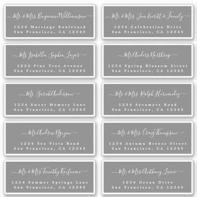 Chic Calligraphy Wedding Guest Address Labels (Vorderseite)