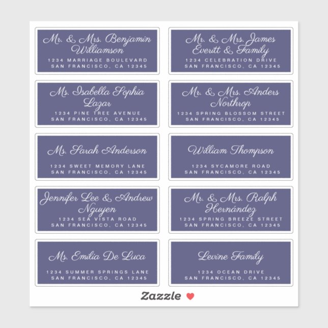 Chic Calligraphy Wedding Guest Address Labels (Blatt)