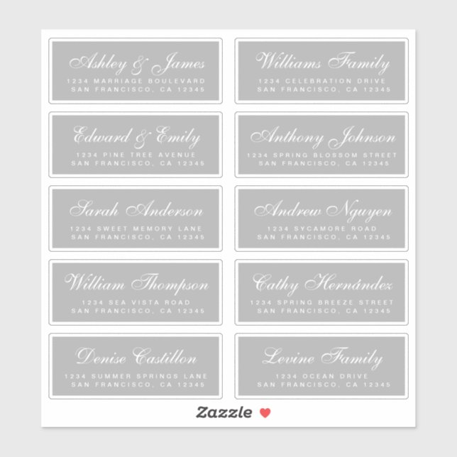 Chic Calligraphy Wedding Guest Address Labels (Blatt)