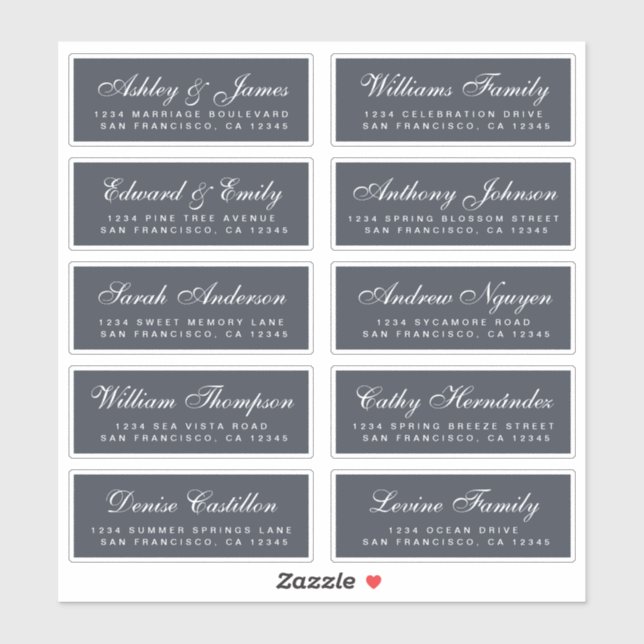 Chic Calligraphy Wedding Guest Address Labels (Blatt)