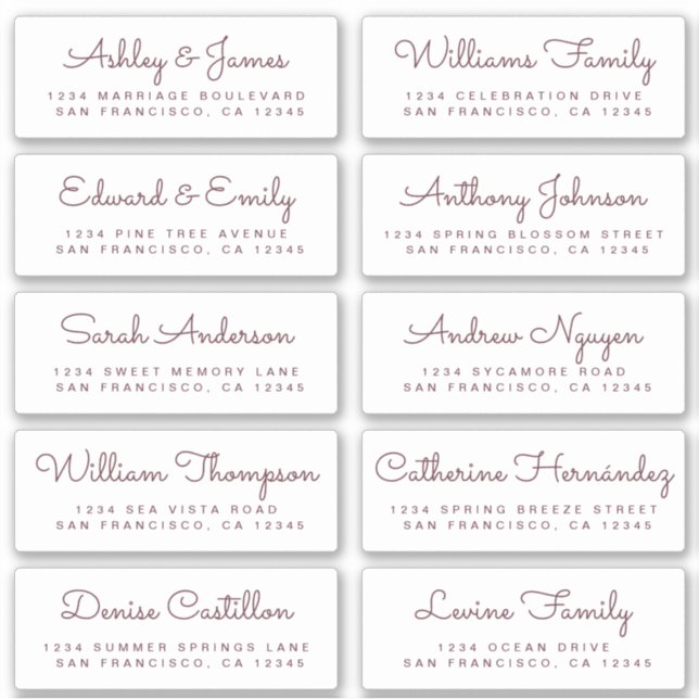 Chic Calligraphy Wedding Guest Address Labels (Vorderseite)