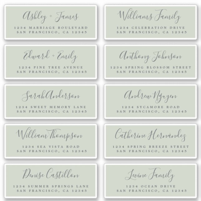 Chic Calligraphy Wedding Guest Address Labels (Vorderseite)