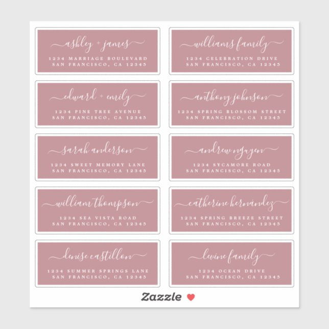 Chic Calligraphy Wedding Guest Address Labels (Blatt)