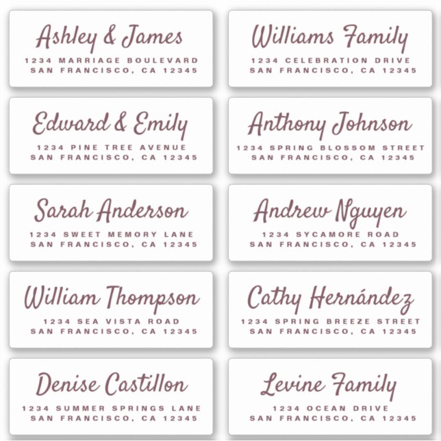 Chic Calligraphy Wedding Guest Address Labels (Vorderseite)