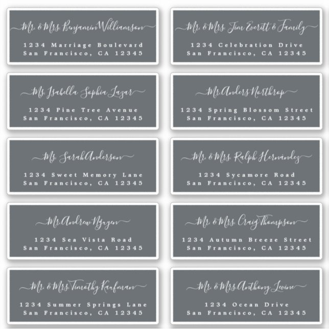 Chic Calligraphy Wedding Guest Address Labels (Vorderseite)