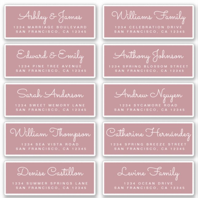 Chic Calligraphy Wedding Guest Address Labels (Vorderseite)