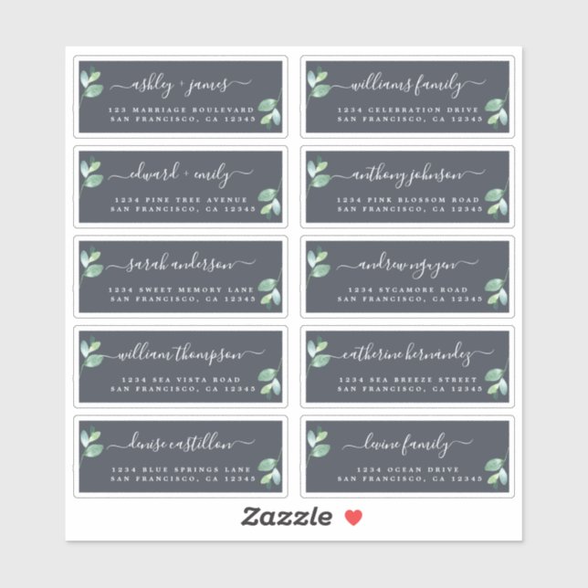 Chic Calligraphy Wedding Guest Address Labels (Blatt)