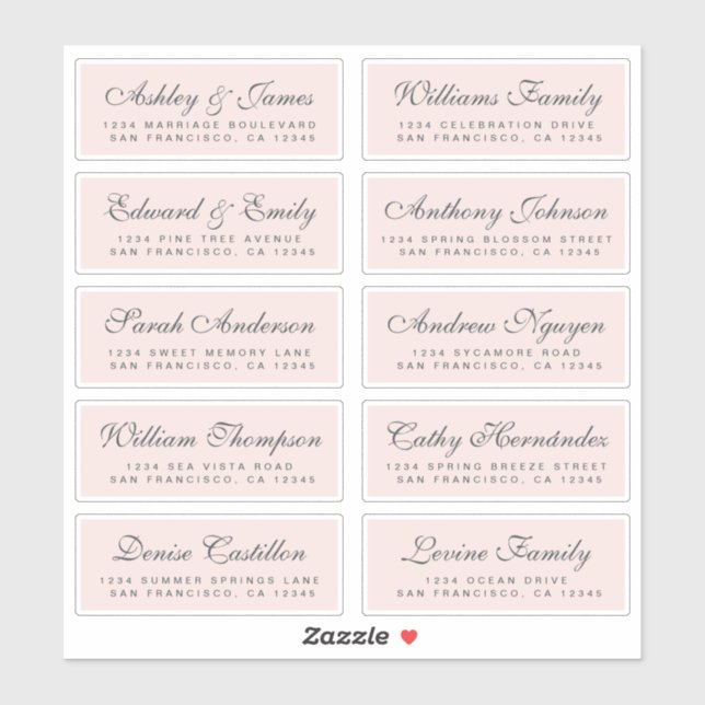 Chic Calligraphy Wedding Guest Address Labels (Blatt)