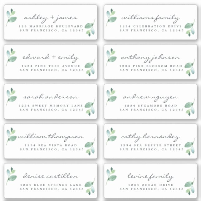 Chic Calligraphy Wedding Guest Address Labels (Vorderseite)