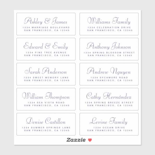 Chic Calligraphy Wedding Guest Address Labels (Blatt)