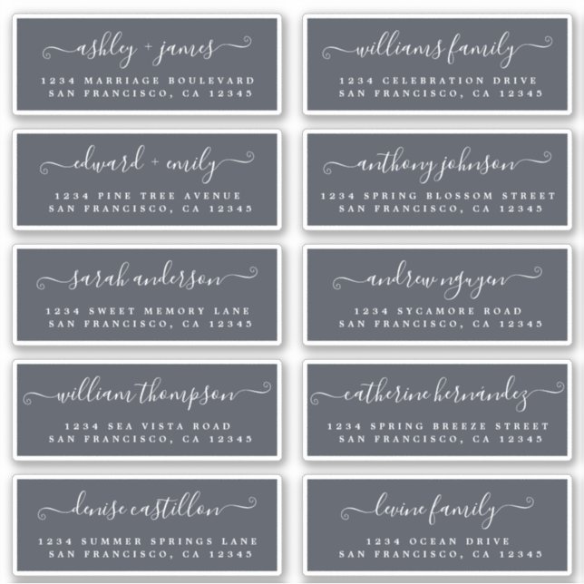 Chic Calligraphy Wedding Guest Address Labels (Vorderseite)
